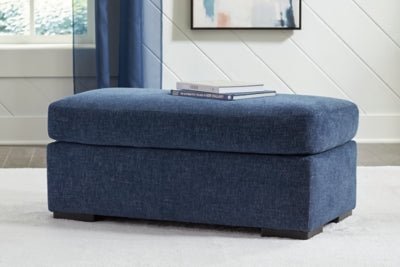 Evansley Ottoman - Blue Upholstered Ottoman modern furniture Contempo Furniture