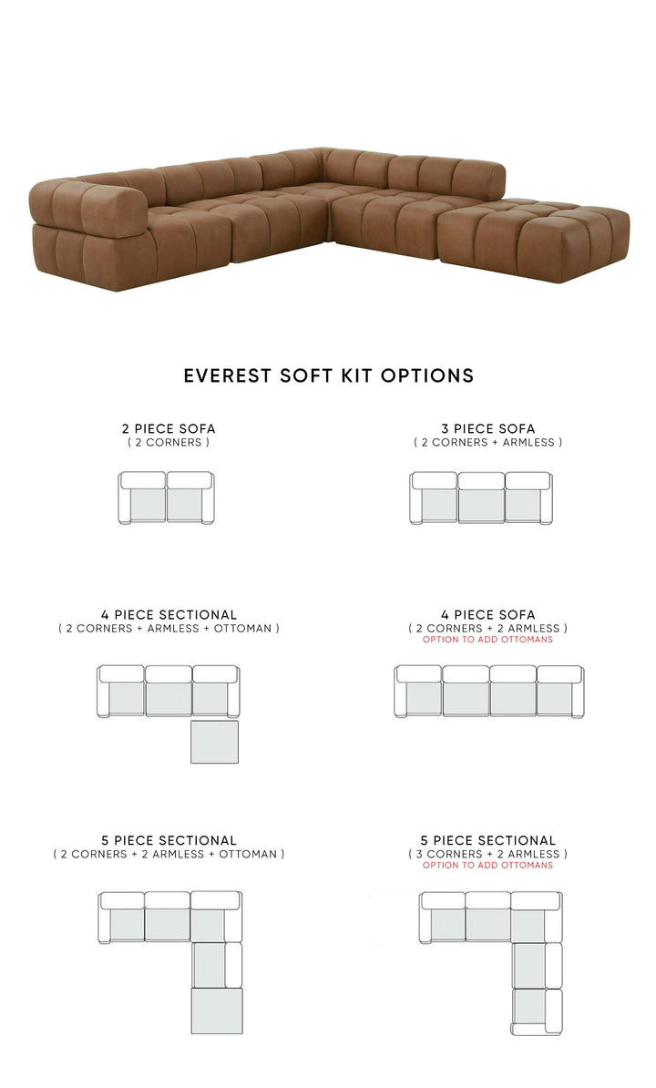 Everest - Modern Brown Leather Modular Sectional Sofa