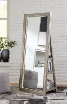 Evesen Floor Standing Mirror with Storage - Gold Floor Mirror modern furniture Contempo Furniture