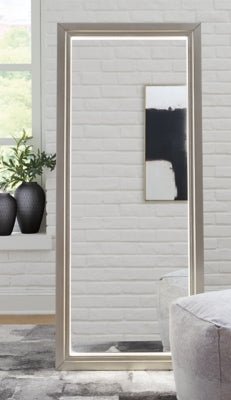 Evesen Floor Standing Mirror with Storage - Gold Floor Mirror modern furniture Contempo Furniture