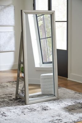 Evesen Floor Standing Mirror/Storage - Beige Floor Mirror modern furniture Contempo Furniture