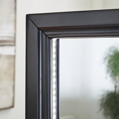 Evesen Floor Standing Mirror/Storage - Black Floor Mirror modern furniture Contempo Furniture