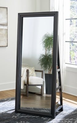 Evesen Floor Standing Mirror/Storage - Black Floor Mirror modern furniture Contempo Furniture