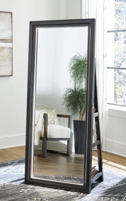 Evesen Floor Standing Mirror/Storage - Black Floor Mirror modern furniture Contempo Furniture