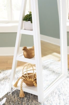 Evesen Floor Standing Mirror/Storage - White Floor Mirror modern furniture Contempo Furniture
