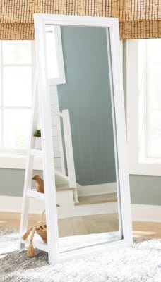 Evesen Floor Standing Mirror/Storage - White Floor Mirror modern furniture Contempo Furniture