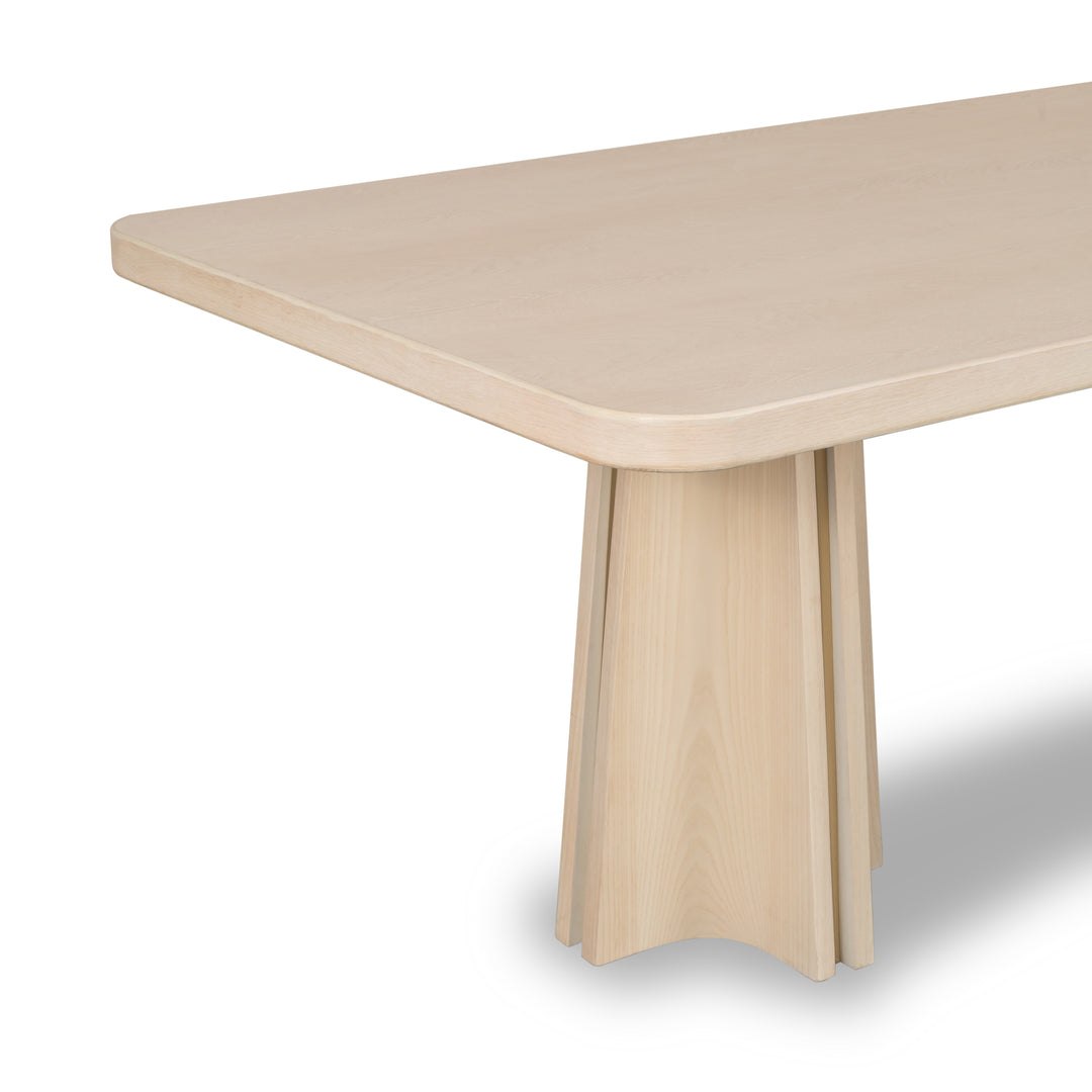 Zinnia Ash Wood Double Pedestal Dining Table in White Sand