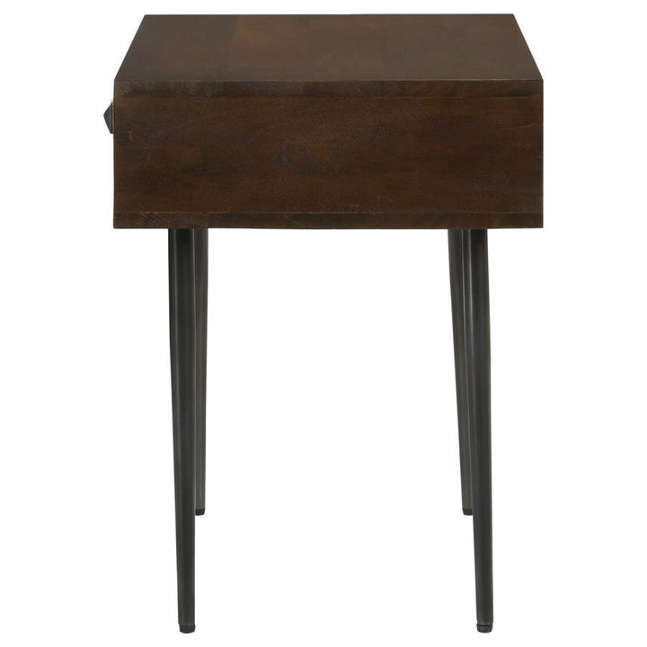 Ezra - 1 - Drawer Rectangular Accent Side Table - Coffee Brown Side Table modern furniture Contempo Furniture