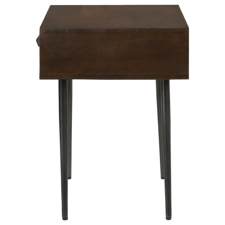 Ezra - 1 - Drawer Rectangular Accent Side Table - Coffee Brown Side Table modern furniture Contempo Furniture