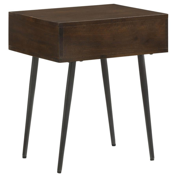 Ezra - 1 - Drawer Rectangular Accent Side Table - Coffee Brown Side Table modern furniture Contempo Furniture