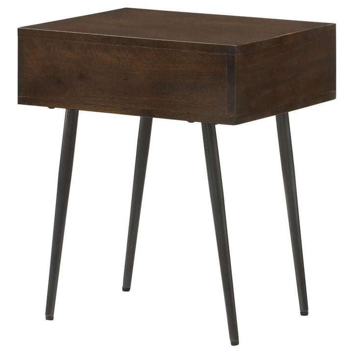 Ezra - 1 - Drawer Rectangular Accent Side Table - Coffee Brown Side Table modern furniture Contempo Furniture