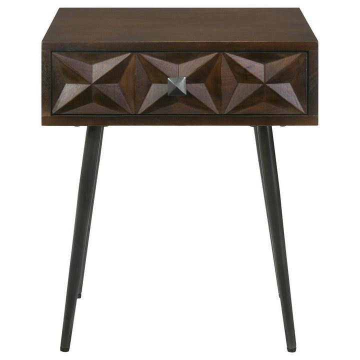 Ezra - 1 - Drawer Rectangular Accent Side Table - Coffee Brown Side Table modern furniture Contempo Furniture