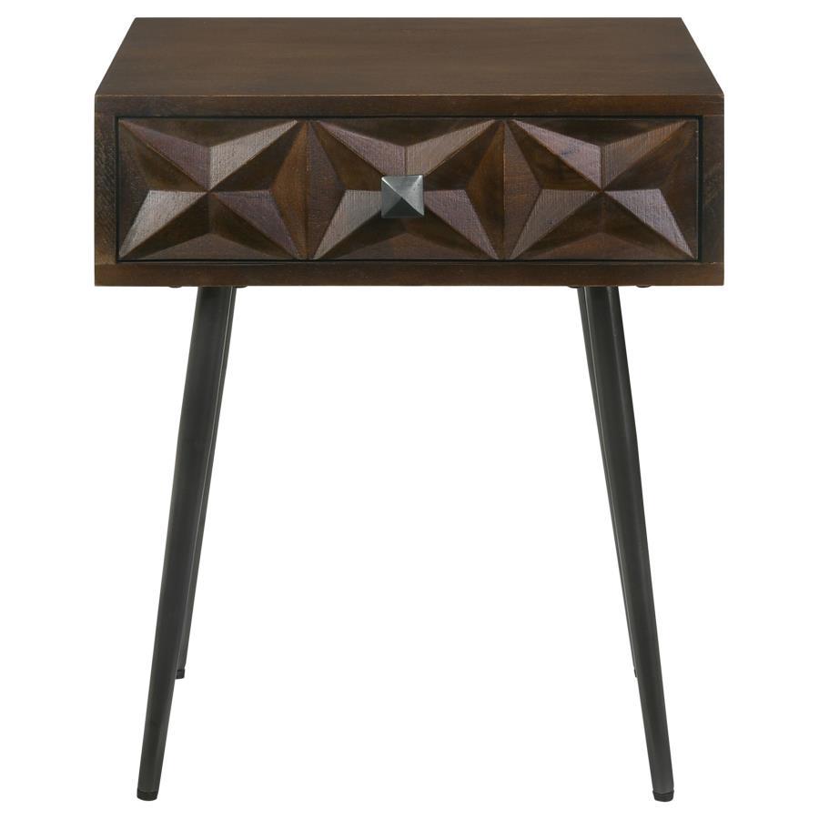 Ezra - 1 - Drawer Rectangular Accent Side Table - Coffee Brown Side Table modern furniture Contempo Furniture