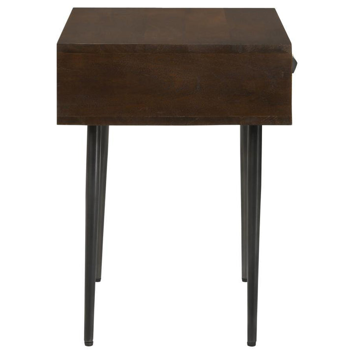 Ezra - 1 - Drawer Rectangular Accent Side Table - Coffee Brown Side Table modern furniture Contempo Furniture