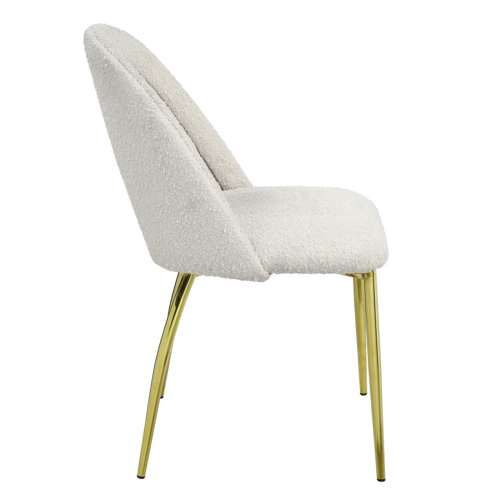 Fadri - Side Chair Set of 2) - Teddy Sherpa & Mirrored Gold