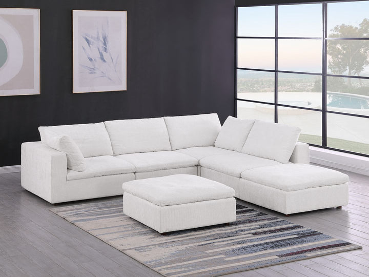 DivanItalia 1100 6-Piece Right Arm Facing 3-Seat Sectional – Top-Grain Italian Leather - Pearl