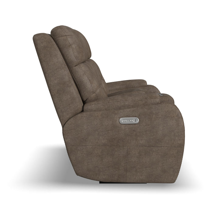 Strait Leather Power Reclining Loveseat with Console &amp; Power Headrests