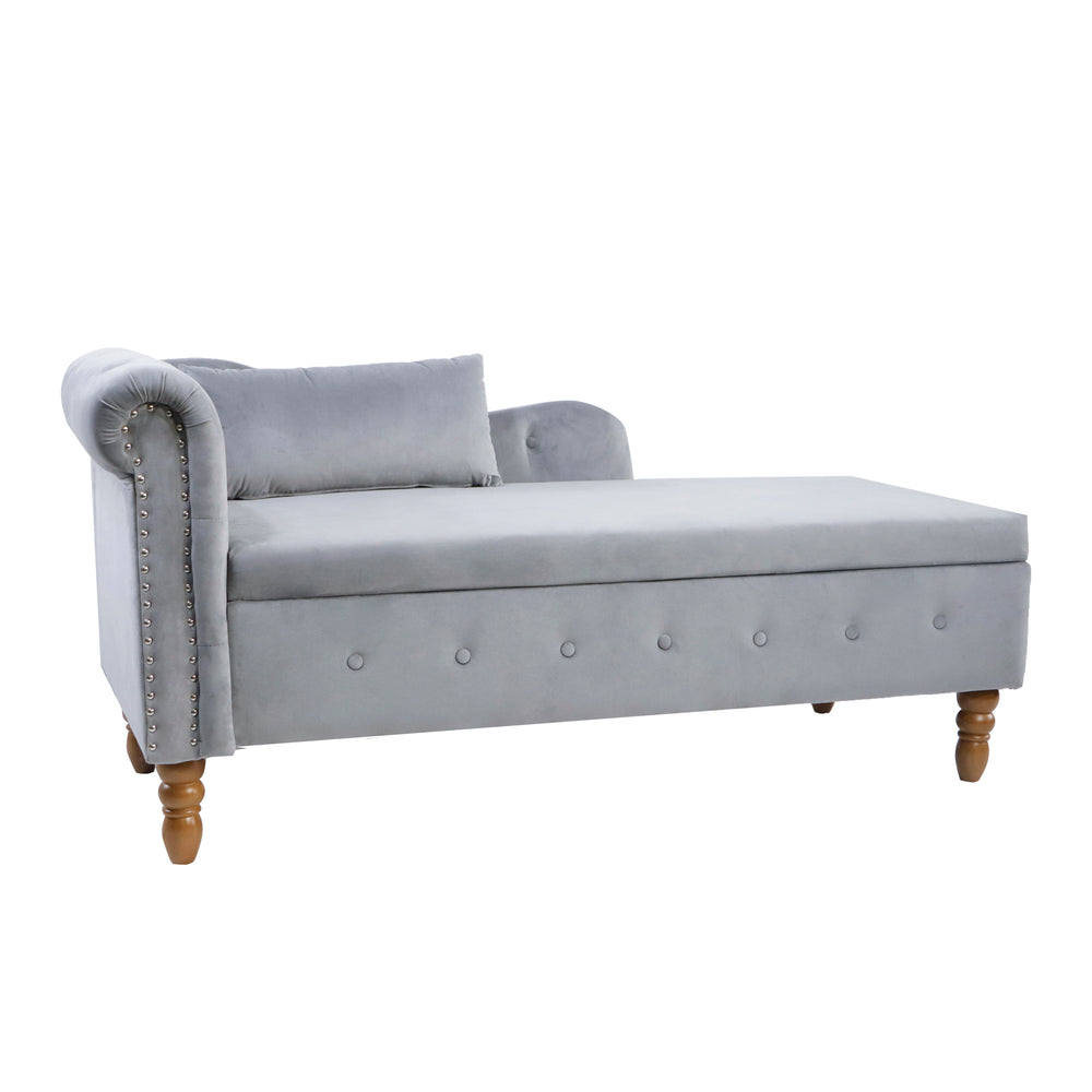 grey-velvet-lounge-chaise-with-storage-pillow-modern-upholstered-rolled-arm