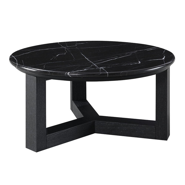 Dara - 32" Coffee Table - Natural Marble Top & Black