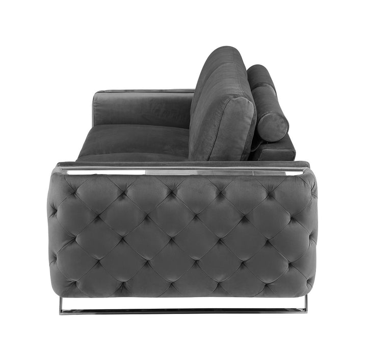DivanItalia 1051 Sofa in Velvet Fabric - Dark Gray