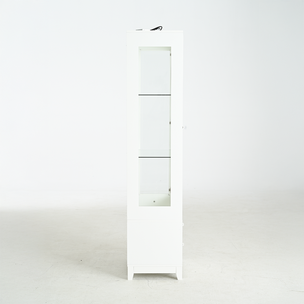 modern-upholstered-glass-display-cabinet-with-adjustable-led-light-in-white