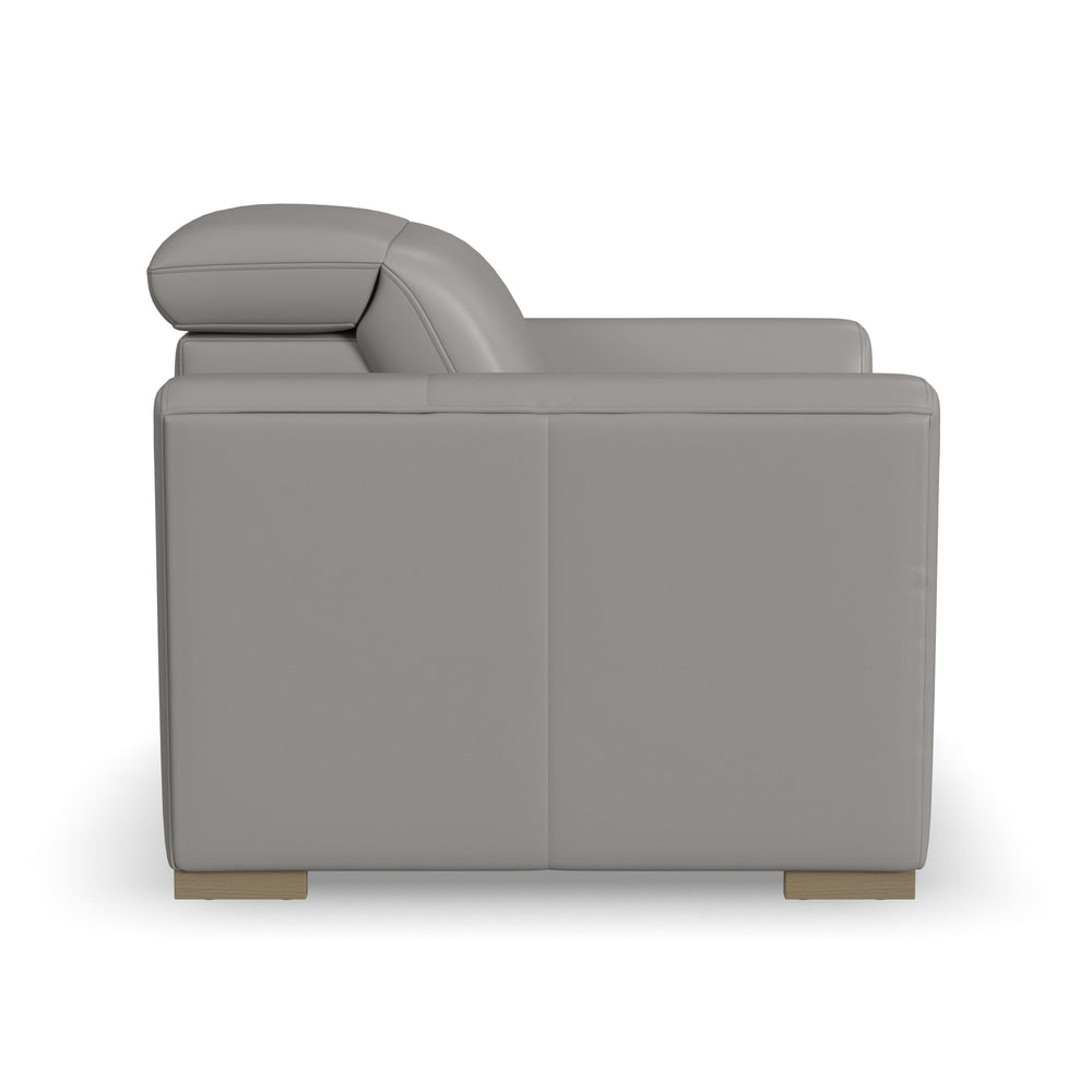 Aurora Leather Power Recliner with Power Headrest in Ash