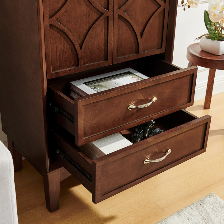 53.5-Inch Mid-Century Modern Kitchen Pantry Storage Cabinet in Walnut