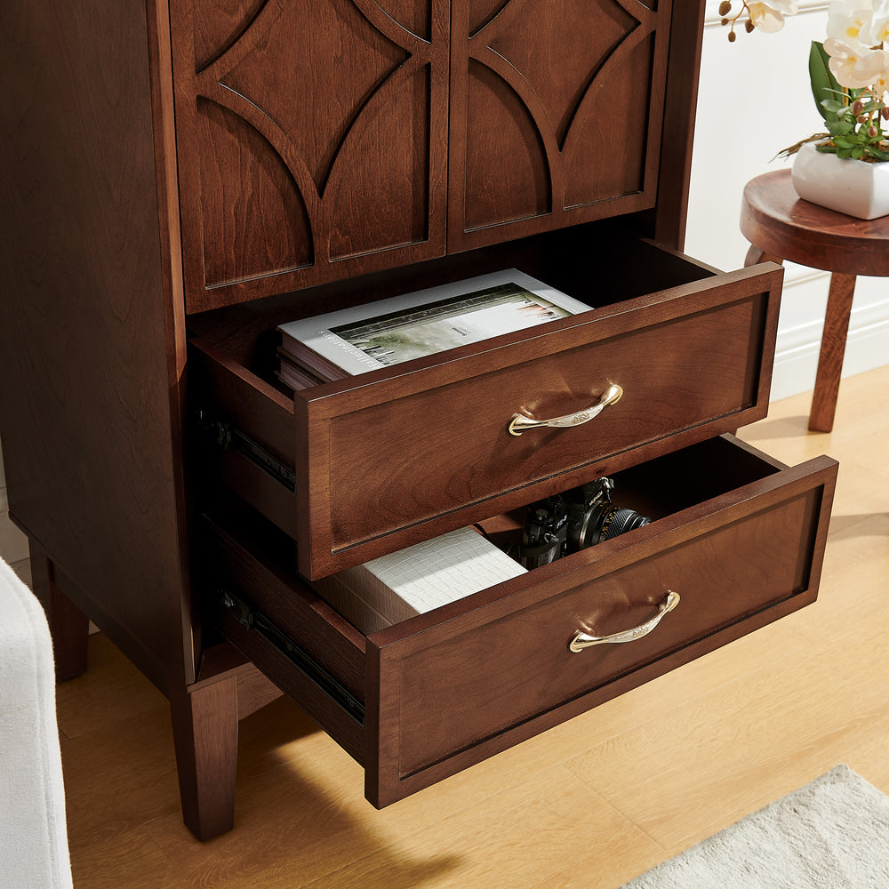 53.5-Inch Mid-Century Modern Kitchen Pantry Storage Cabinet in Walnut