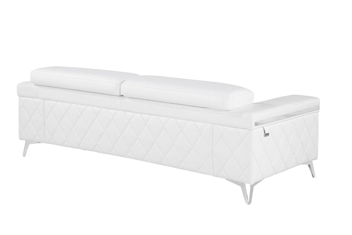 DivanItalia 1140 Sofa with Adjustable Headrest in Top-Grain Italian Leather - White