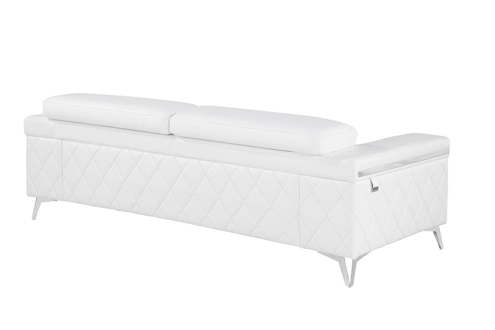 DivanItalia 1140 Sofa with Adjustable Headrest in Top-Grain Italian Leather - White