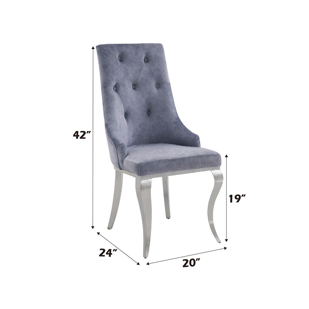 Dekel - Side Chair Set of 2) - Gray Fabric & Stainless Steel