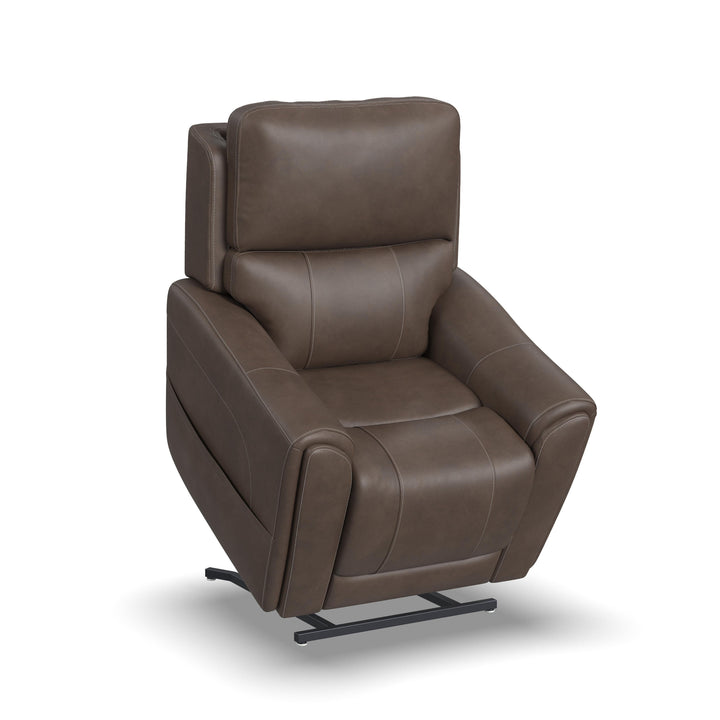 Carter Fabric Power Lift Recliner with Power Headrest, Lumbar, Heat &amp; Massage in Cappuccino