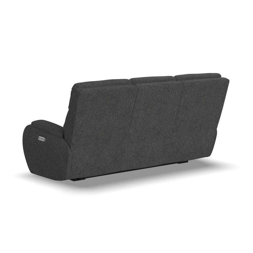 Strait Power Reclining Sofa With Power Headrests Gray