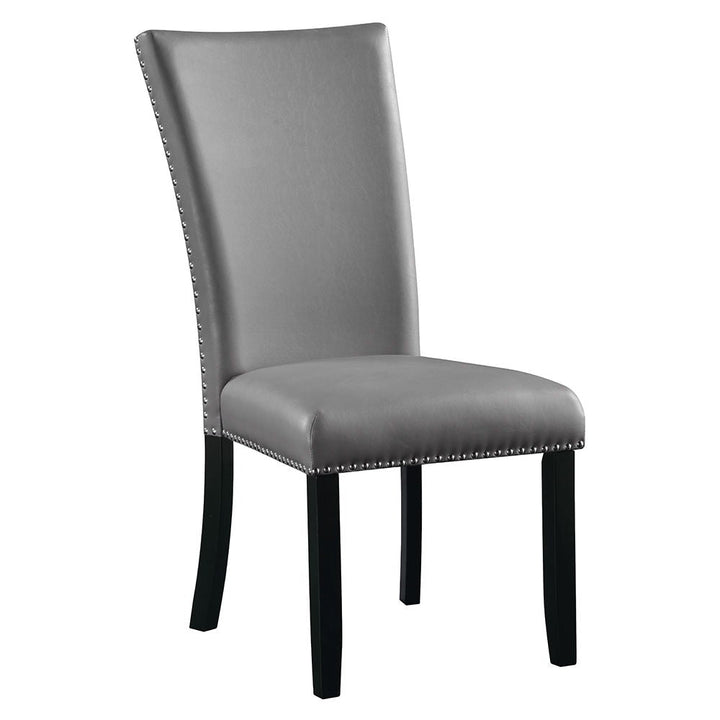 Caralin - Side Chair Set of 2) - Gray Synthetic Leather & Black
