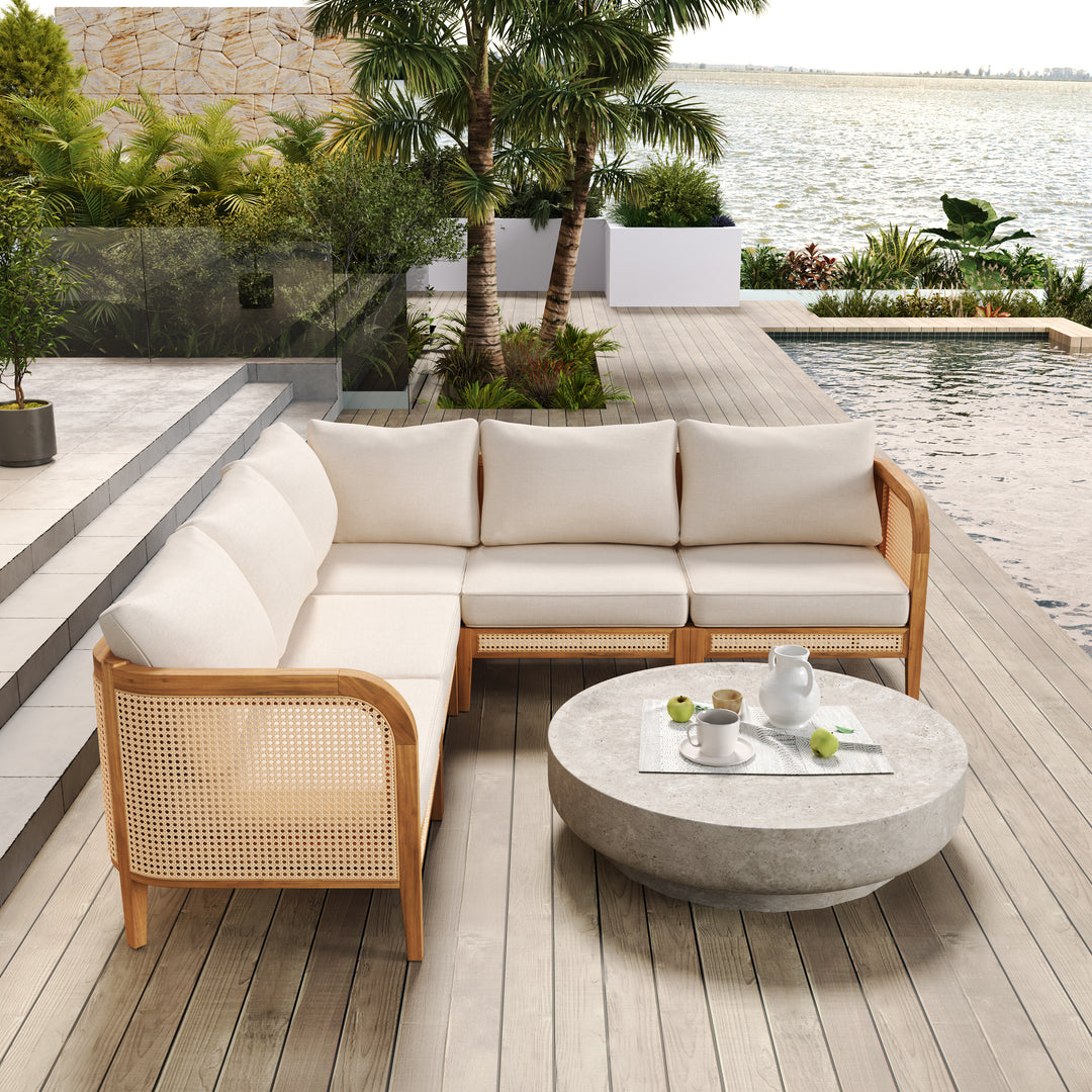 Kirkby 5-Seat V-Shaped Acacia Outdoor Sofa – Teak