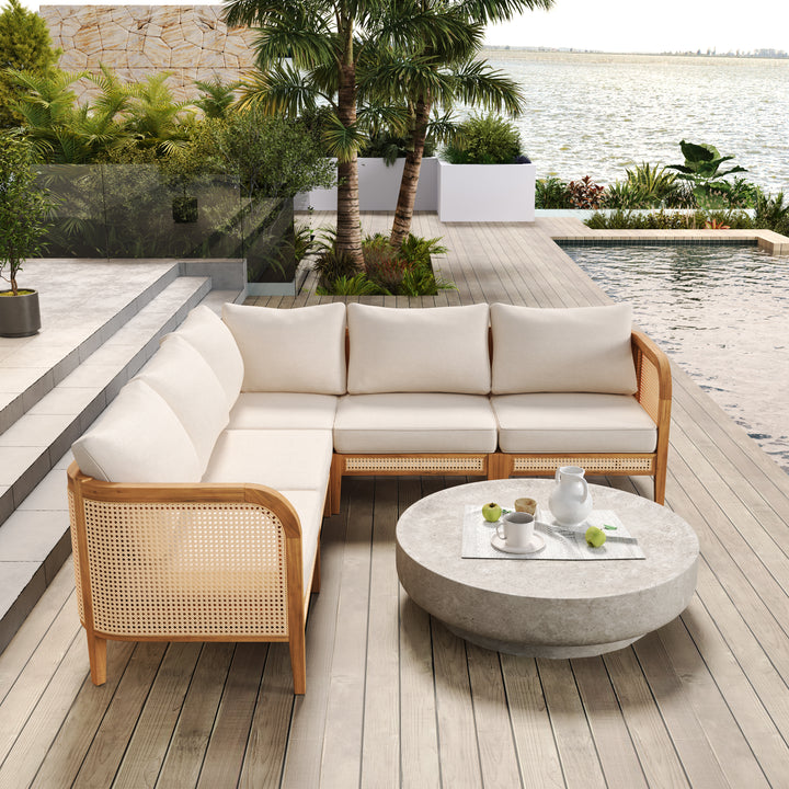 Kirkby 5-Seat V-Shaped Acacia Outdoor Sofa – Teak
