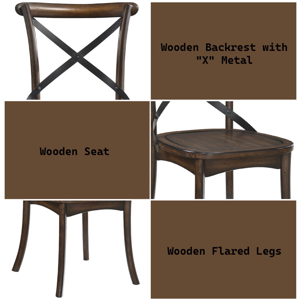 Kaelyn - Side Chair Set of 2) - Dark Oak & Black Metal