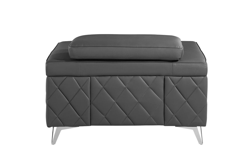 DivanItalia 1140 Chair with Adjustable Headrest in Top-Grain Italian Leather - Dark Gray