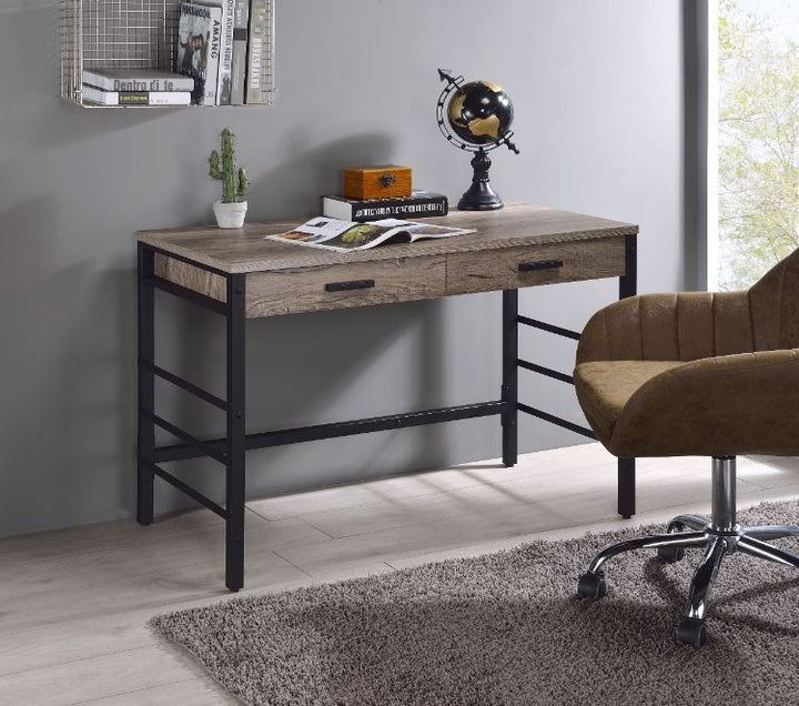 Disho - Writing Desk With USB - Light Weathered Oak & Black