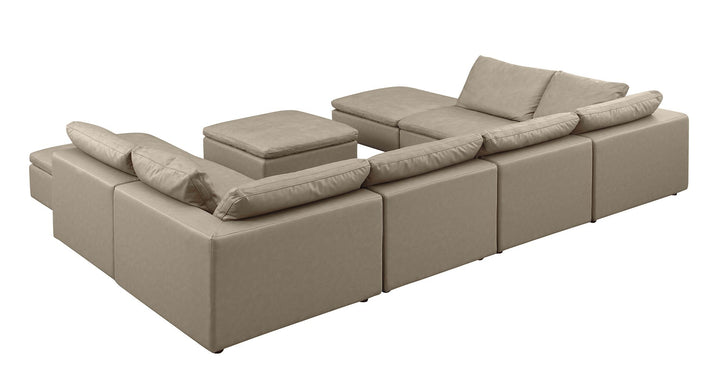 DivanItalia 1100 Top-Grain Italian Leather 9-Piece Sectional with Chaise - Beige