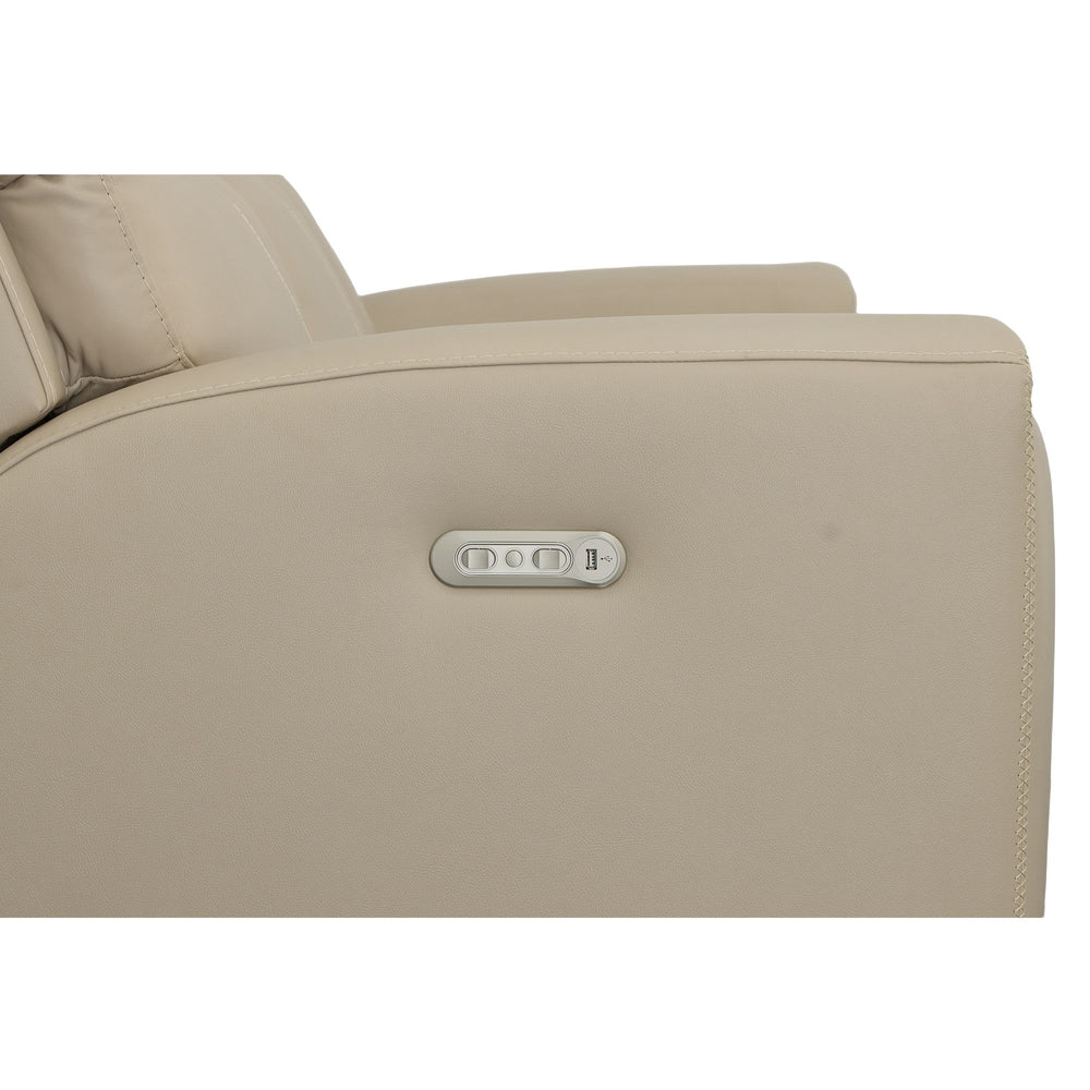 Jarvis Leather Power Reclining Sofa with Power Headrests in Parchment