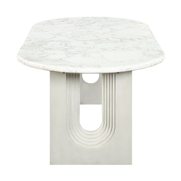 Zayn - Dining Table - White Natrual Marble Top & White