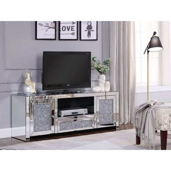 Noralie - TV Stand - Mirrored & Faux Diamonds