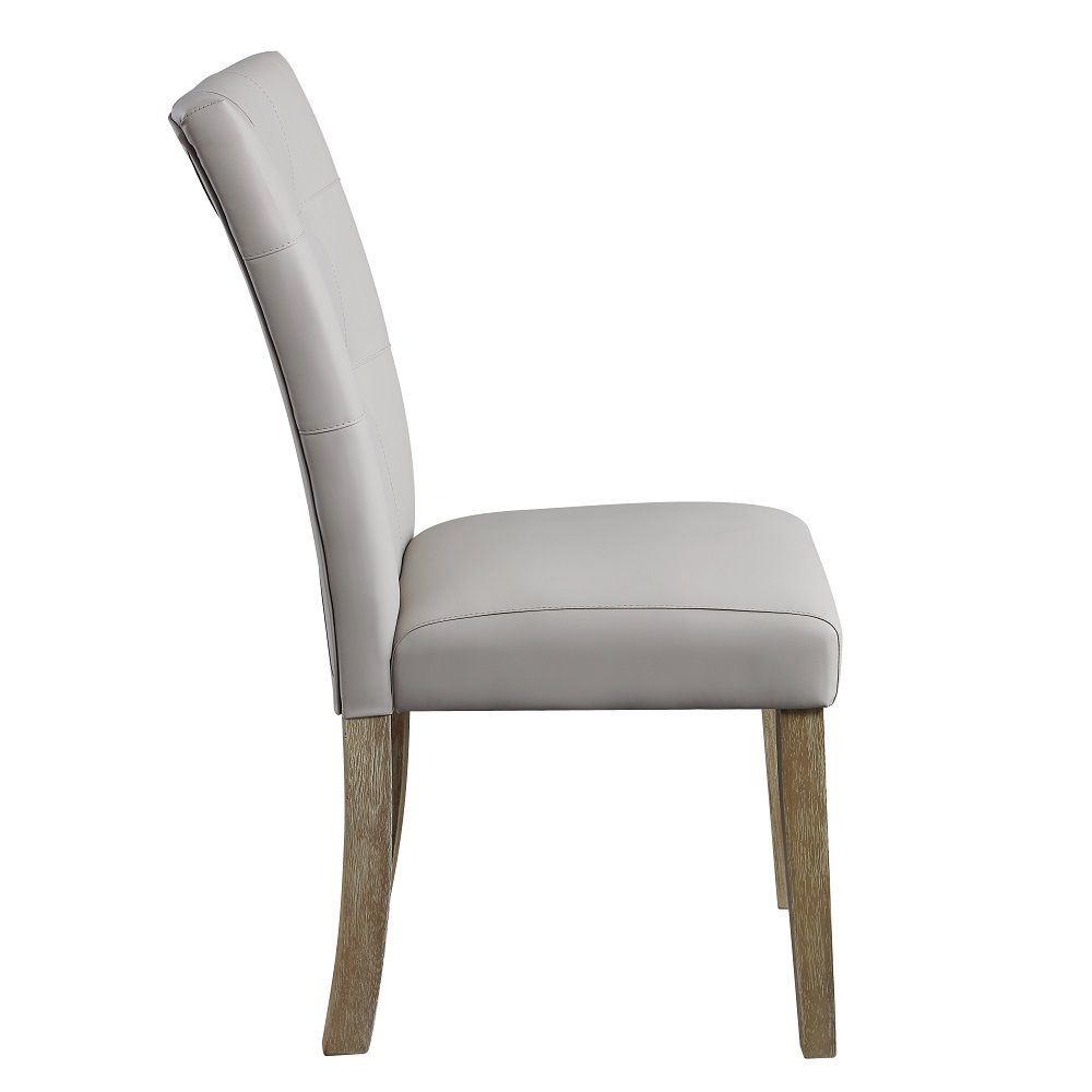 Charnell - Side Chair Set of 2) - Gray Synthetic Leather & Oak
