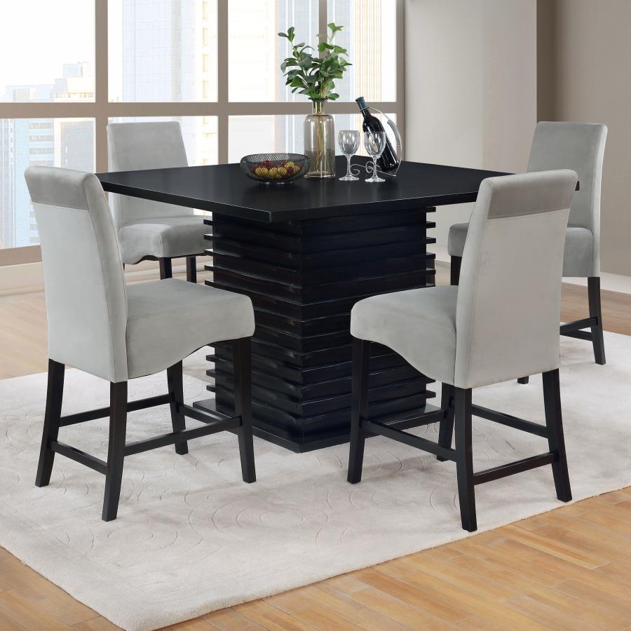 Coaster Furniture Stanton - 5 Piece Square Counter Height Dining Table Set - Gray