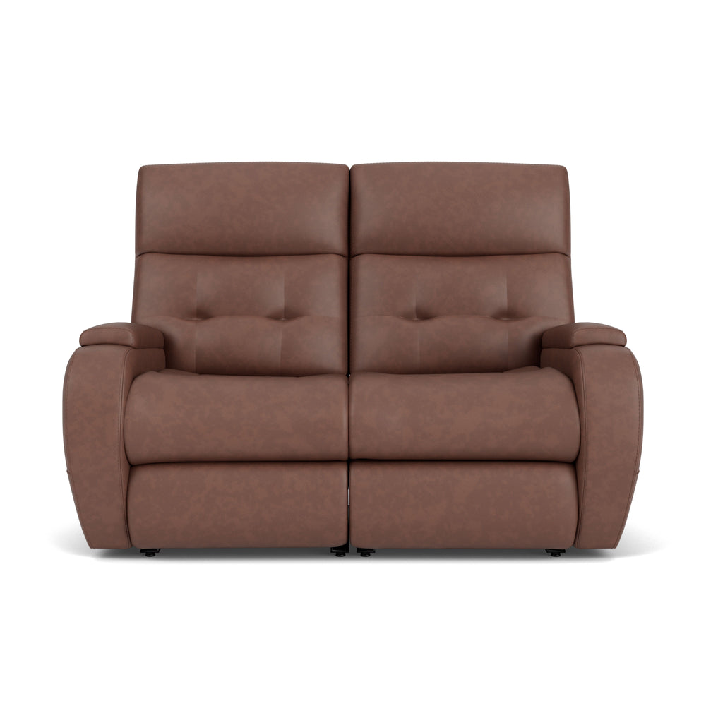 Strait Leather Power Reclining Loveseat with Power Headrests
