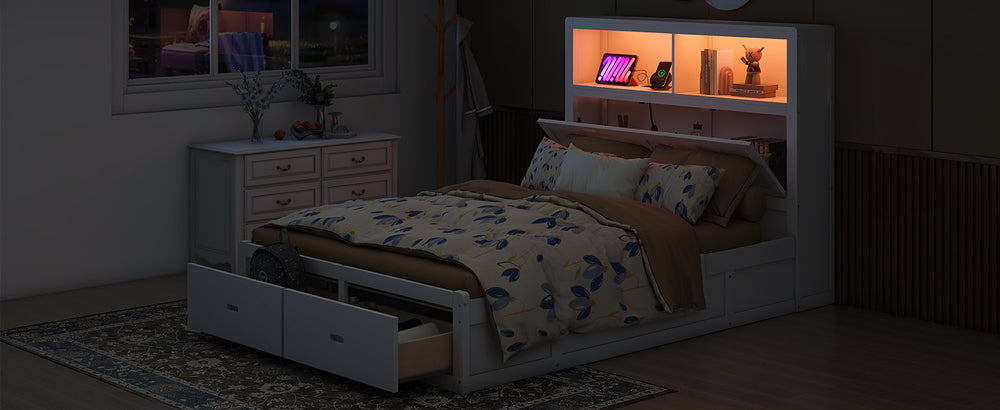 wood-queen-size-hydraulic-platform-bed-with-storage-led-headboard-charging-station-and-2-drawers