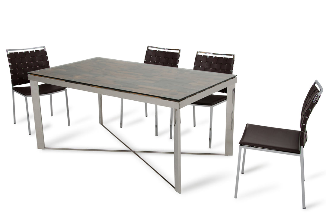 Santiago Modern Rectangular Wood Mosaic Dining Table