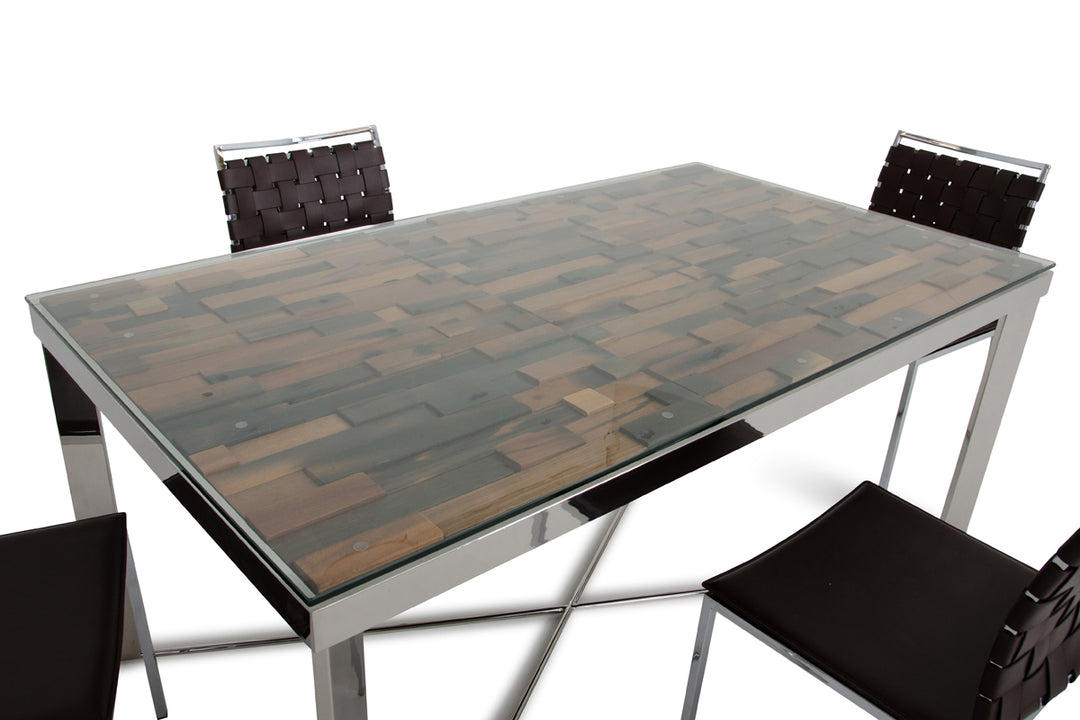 Santiago Modern Rectangular Wood Mosaic Dining Table
