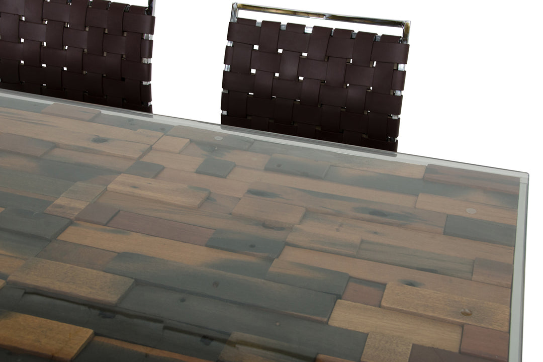 Santiago Modern Rectangular Wood Mosaic Dining Table